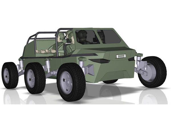 6x6輪轂電機(jī)驅(qū)動(dòng)兩棲突擊車